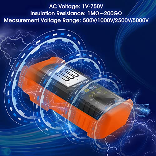 Insulation Resistance Tester,GR-6688B Portable Megohmmeter 200 Gig Ohm Digital Insulation Resistance with range 500V/1000V/2500V/5000V,with Data Hold Backlight,Testing for Floor Heating Cable - Image 4