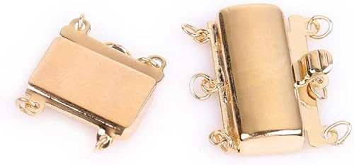 Miniatura 2 de JOE FOREMAN 2 cuerdas lisas de oro amarillo de 14 quilates, con cierre de perlas a presión, cierre de collar de perlas para pulseras, cierres de