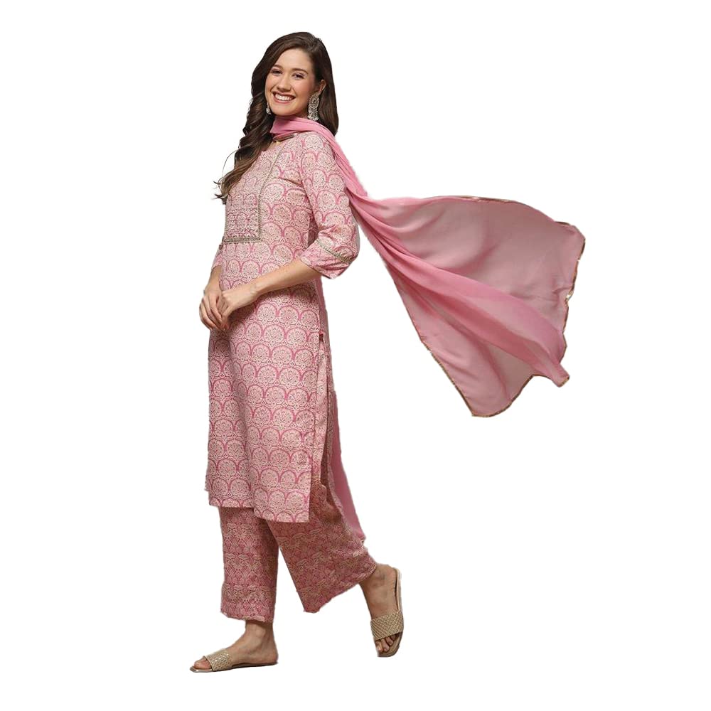 biba Women Cotton Blend Straight Kurta Palazzo Suit Set-picture-27