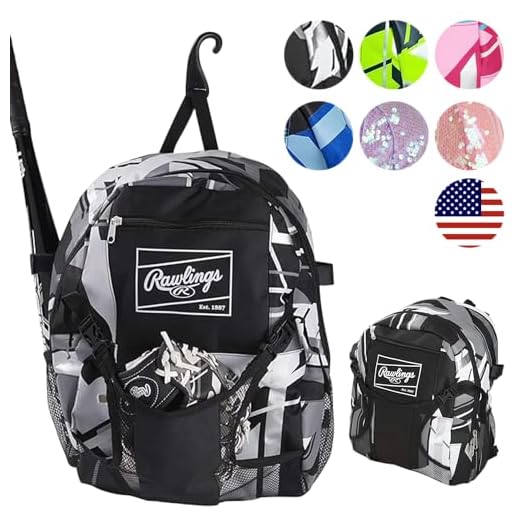 Rawlings | REMIX Backpack Equipment Bag | T-Ball & Youth Baseball / Softball | Black