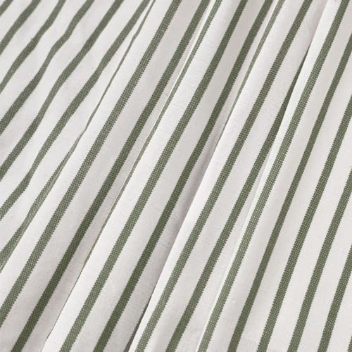 Awellife Farmhouse Sage Green Shower Curtain Button Linen Textured Woven Fabric,Pleated Sage Green Stripe,Country Style,72x72 Inch by Awellife - Image 6