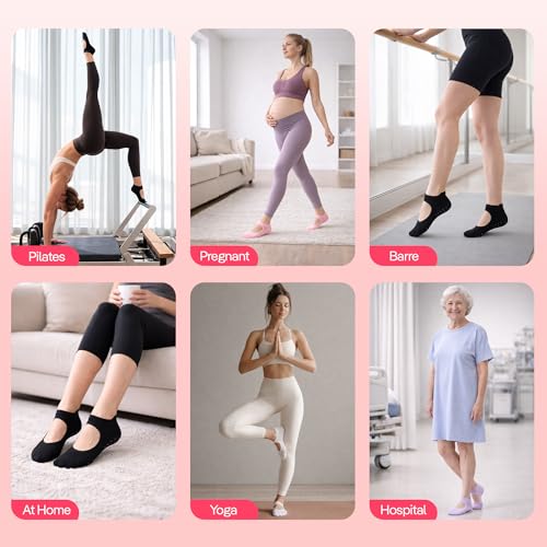 Image of CoolMate Pilates Socks with Grips for Women, Non Slip Yoga Socks