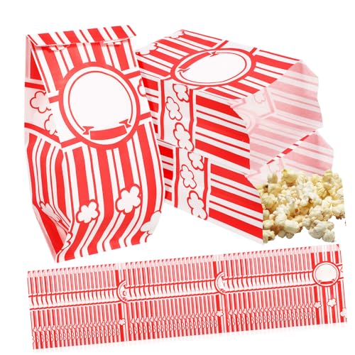 MAGICLULU 100Pcs Popcorn Bags for Individual Servings Small Popcorn Containers for Parties Movie and Events Versatile Snack Packaging for Popcorn Cookies and More