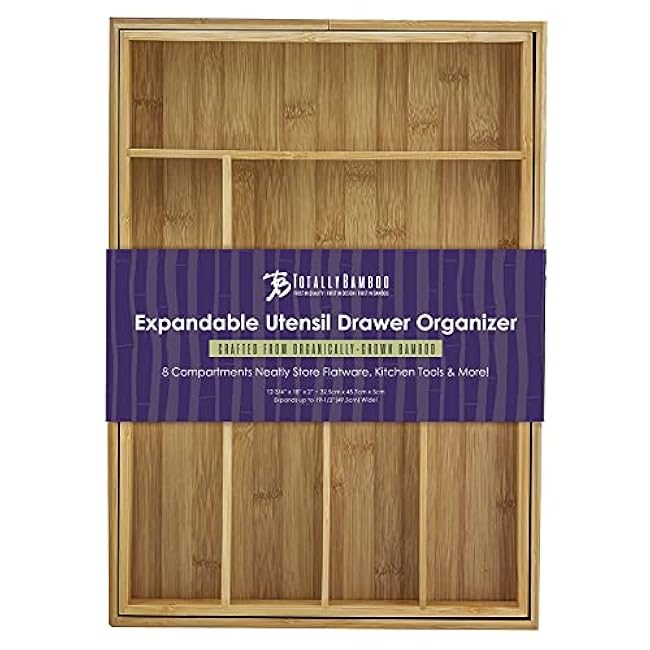 Totally Bamboo Kitchen Drawer Organizer Silverware Organizer Utensil Holder 8 Compartments