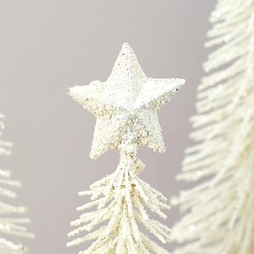 Miniatura 2 de Factory Direct Craft - Juego de 3 pinceles para botellas blancas con purpurina árboles en miniatura para exhibiciones de Navidad y decoración