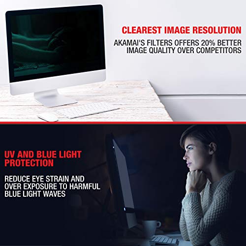 22\" Akamai Computer Privacy Screen (16:10) - Black Security Shield - Desktop Monitor Protector - UV & Blue Light Filter (22.0 inch Diagonally Measured, Black) - Thumbnail 2