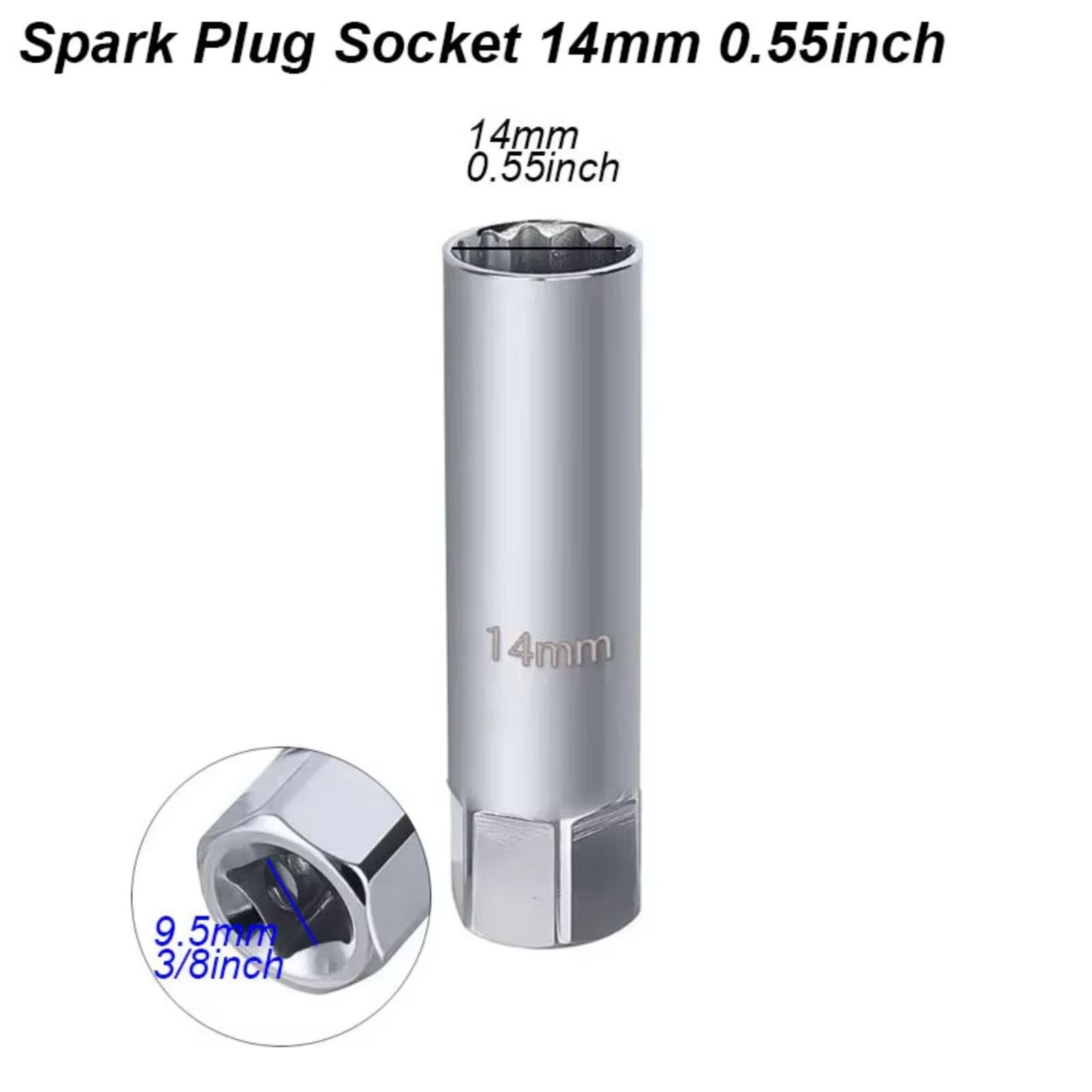 Llave bujía Encendido Adaptador De Llave para Bujía Vehículo Kit Reparación De Instalación Herramienta De Eliminación De Huecos De Torsión Magnética(1set)
