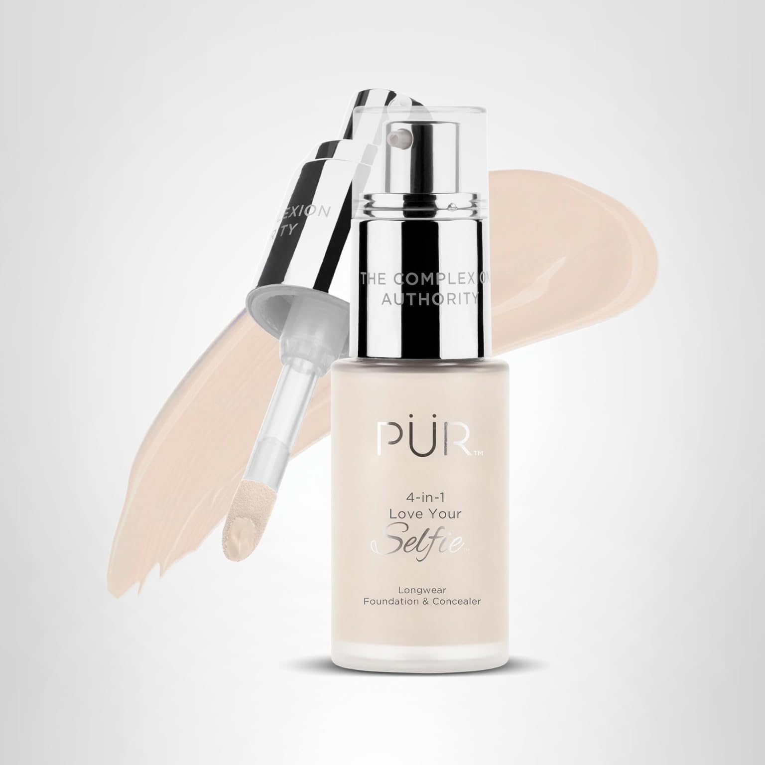 PÜR MINERALS 4-in-1 Love Your Selfie Foundation & Concealer - Longwear Full Coverage Liquid Makeup Foundation with Hydrating Blend for Refined-Looking, Natural Beauty Glow, Skin Texture & Tone: LN2/Fair Ivory