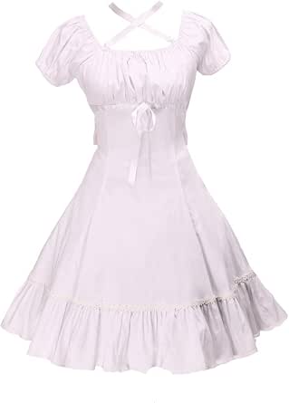White Victorian Lolita Underskirt Dress - Cotton Floral Ruffled Layered Petticoat For Cosplay