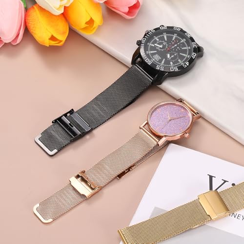 Correa de reloj de malla de acero inoxidable reemplazo ajustable unisex 7