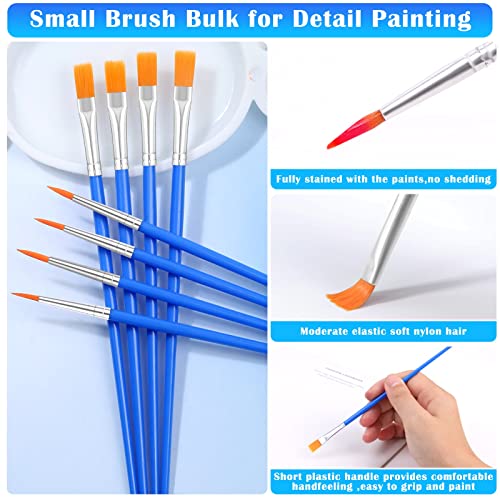 Paint brush Anezus 50 Pcs Flat Tip & Round Acrylic Brushes Set for Kids Classroom Acrylic Watercolor Canvas Face Painting Touch Up