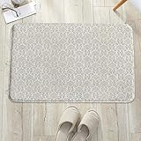  Badezimmerteppich mit Memory Foam,Damast, abstrakte Blumenmuster Hochzeit inspiriert wei,Rutschfester Badteppich,Badematte waschbar schnelltrocknend ,auch ideal als Duschvorleger Badvorleger 60x100 cm