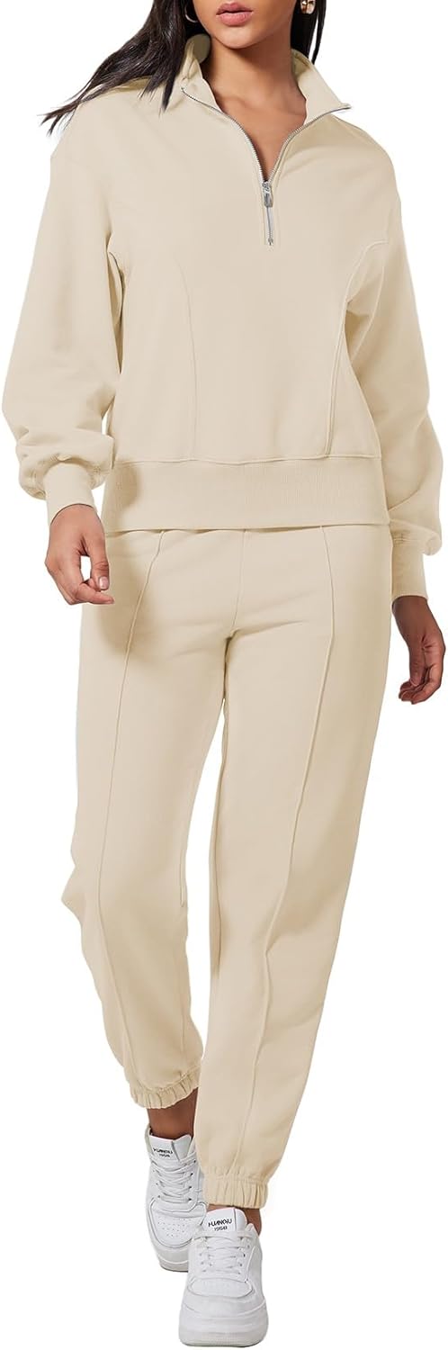 Herseas Women 2 Piece Outfits Sweatsuit Sweatshirt Sweatpants Tracksuit Sweat Lounge Matching Set 2025 Fall Trendy