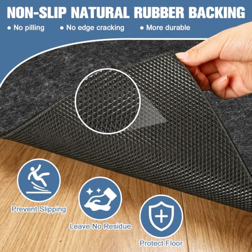 Placoot 8x10 Ft Non Slip Rug Pad Gripper, 1/3-inch Thick Shock-Absorbing Carpet Mat, Under Area Rugs Anti Skid Mat with Natural Rubber Backing, Surface Cushion for Hardwood, Carpet, Tile Floors - image 3