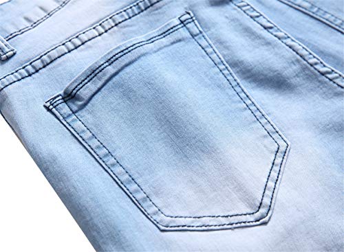 Andongnywell Slim Fit Biker Jeans Men's Comfy Stretch Skinny Biker Denim Pants Trousers with Zippers4