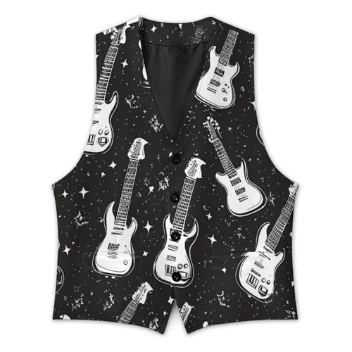 Rock And Roll Themed Men's Suit Vest Slim Fit V-Ncek Waistcoat Business Casual Vest3
