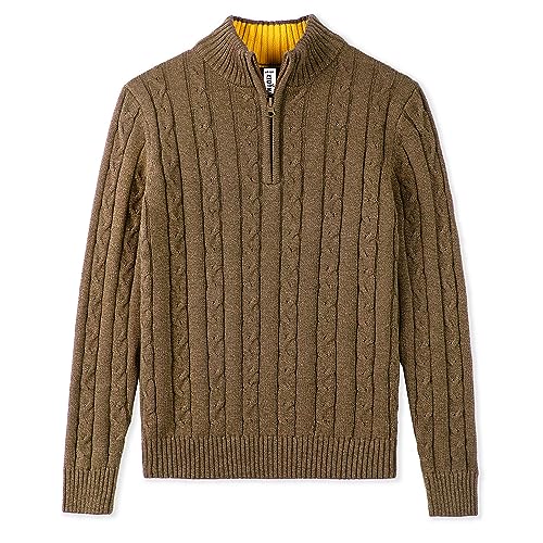 Image of Kid Nation Boys Sweater Cotton Quarter Zip Sweater Kids Cable Knit Pullover | Casual 1 /4 Zip Sweater for Child 3-14 Years (Previously Amazon Essentials)