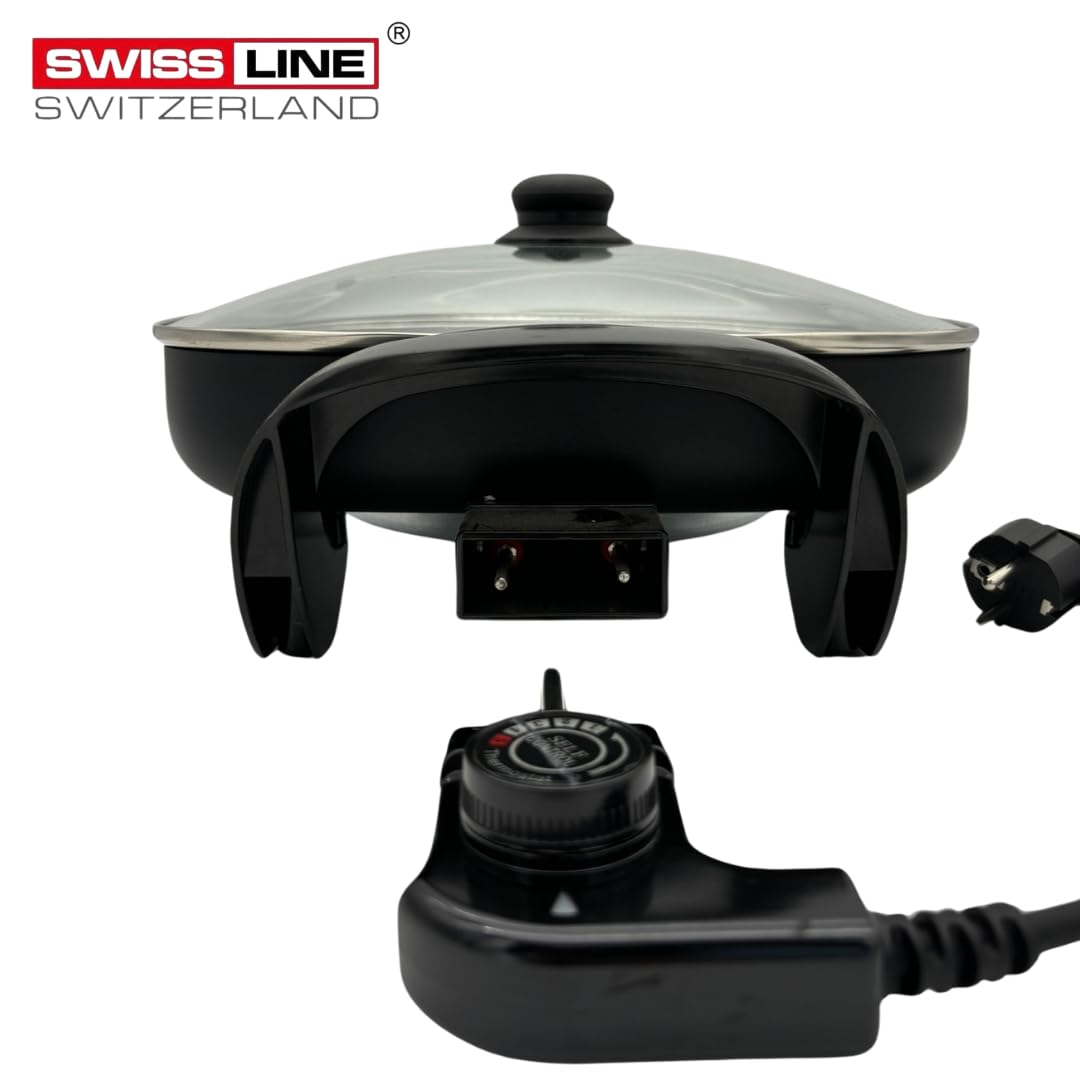 Swiss Line Switzerland Elektropfanne Pizzapfanne Bisspfanne 30cm Antihaftbeschichtung regelbarer Thermostat