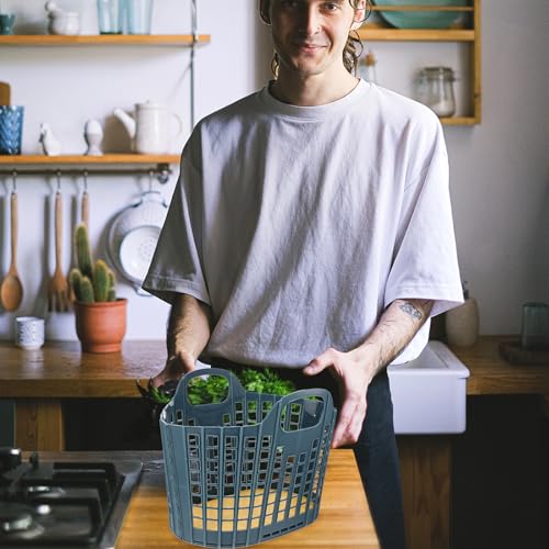 Cesta rectangular plegable de plástico con asa para organizar frutas y verduras en el hogar 6