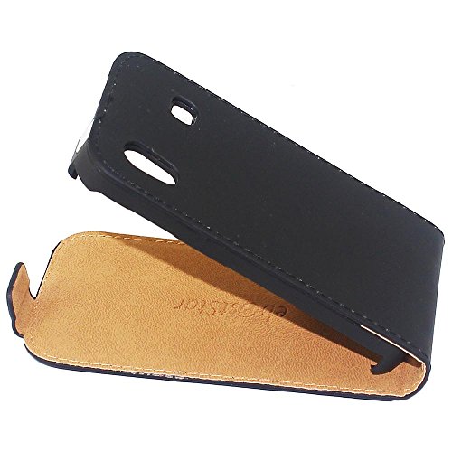 ebestStar - Coque Compatible avec Samsung Ace Galaxy S5839i, S5830, S5830i Etui Housse PU Cuir Rabat Ultra Fin (Ultra Slim Case), Noir [Appareil: 112.4 x 59.9 x 11.5mm, 3.5'']