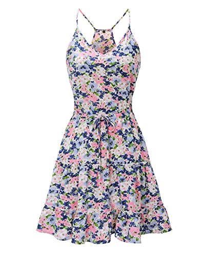 Image of Newshows Women's Summer Casual Dress Cute A Line Ruffle Hem Flattering Fit Beach Vacation Sundress