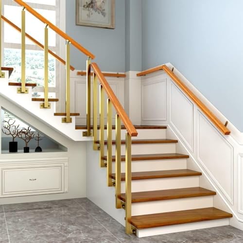 Colonne de support de clôture dorée 85cm pour sécuriser un escalier