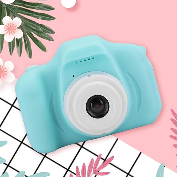 Mini Digital Camera, Children Eye-Friendly and Cear HD Cartoon Camera DIY Photos Video Recording, with 2.0in IPS Screen, Photo Frames, for Kids(Green)