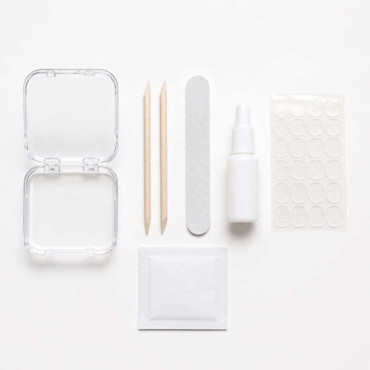 VHRCD Press On Nails Application Kit with Storage Box, Nail Glue, Nail File, Cuticle Stick, Double Sided Nail Stickers & Acetone Prep Pad, Complete DIY Manicure Accessories Kit for Artificial False Nails-image-7