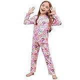 CHILDRENSTAR Kids Donuts Pajamas Girls Cute Pj Sets Fall Long Sleeve Night Shirt Sleep Pant,Size 8 9