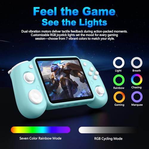 RG43H Pro Retro Handheld Game Console,Dual Game System with Powerful RK3562 Chip,4.3 Inch IPS Screen Retro Gaming Console,30+Emulators,Vibration Motor,HDMI TV Output,4000mAh Battery-64GB Light Blue by xiskt - Used condition - Image 3