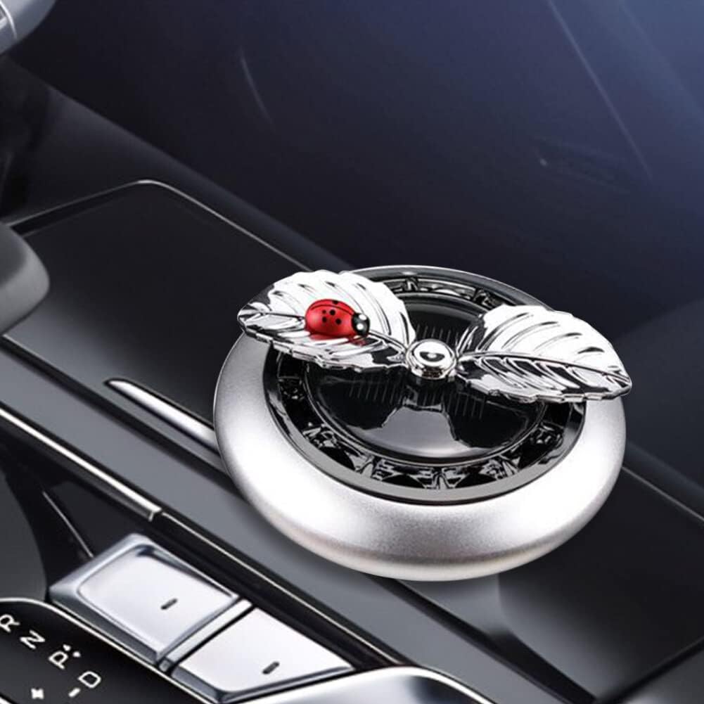 Car Dashboard Ornament,Solar Energy Rotating Cute Car Diffuser Creative Interior Decoration Ornament,Red