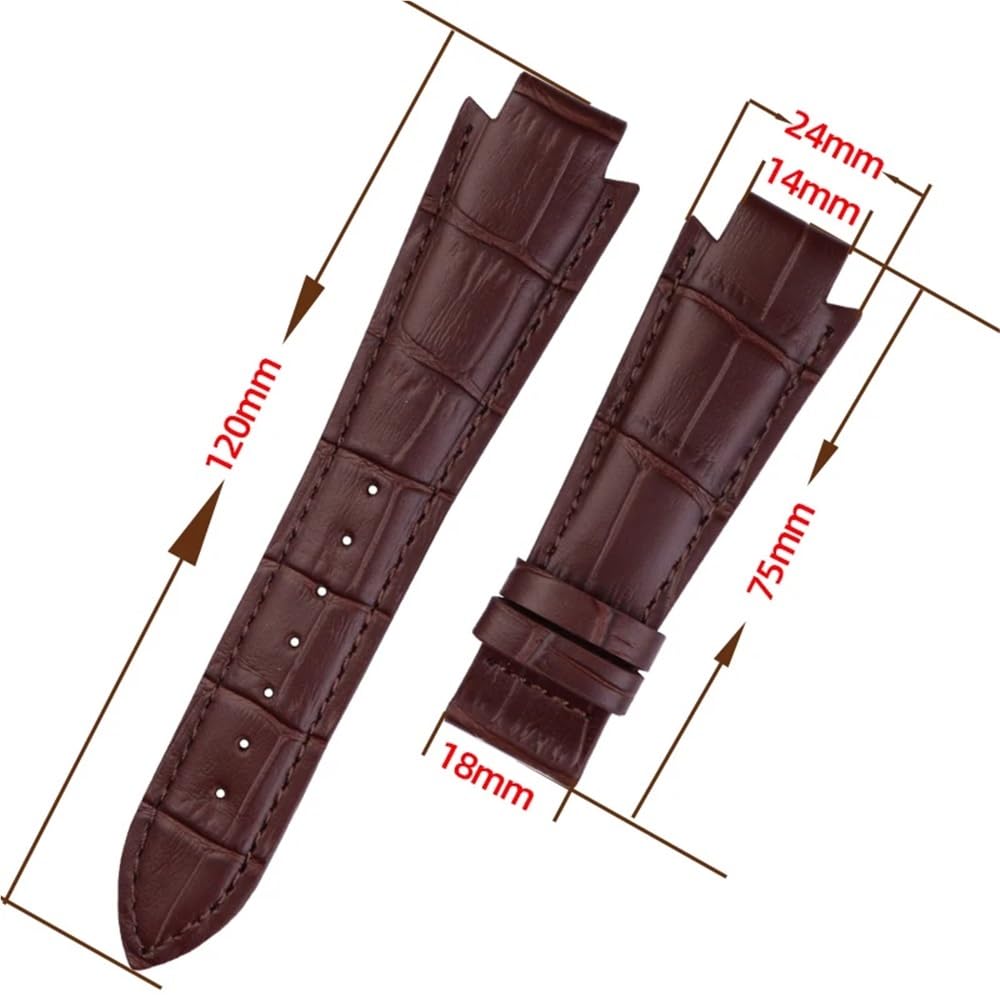 24x14mm konvexes Ende echtes Leder -Uhrband für T60 -Gurt