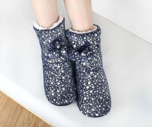Image of DICUIRD Slipper Socks for Women,Fuzzy House Indoor Boots Slippers with Soft Soles,Warm Cozy Fluffy Sherpa Lined Booties Socks with Non Slip Bottom