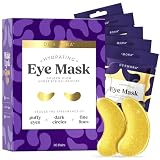 DERMORA Golden Glow Under Eye Patches - 30 Pairs Individually Packed, Hydrating Soft Gel Eye Masks for Puffiness, Wrinkles, Dark Circles & Fine Lines, Glowing Skin, Travel Friendly