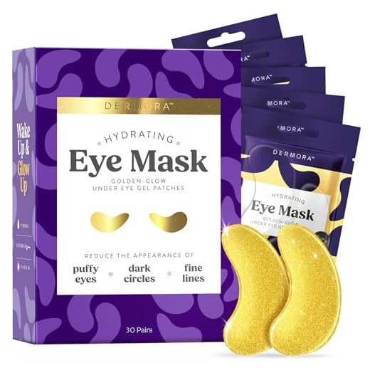 DERMORA 24K Gold Eye Mask - Puffy Eyes and Dark Circles Treatments – Look Less Tired and Reduce Wrinkles and Fine Lines Undereye, Revitalize and Refresh Your Skin (30 Pairs)