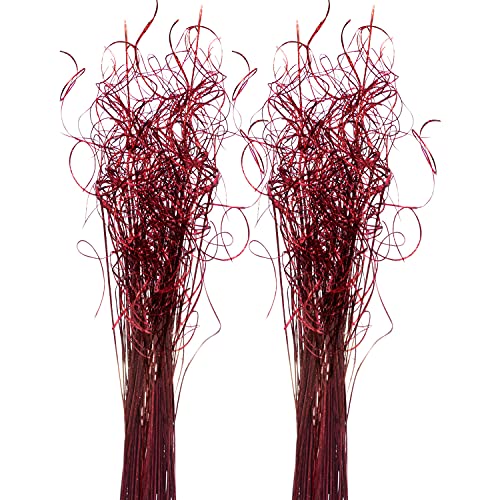 Royal Imports Sparkle Glitter Curly Ting Ting Branches Vase Filler for Wedding, Holiday, Home Decoration, 26-Inch, 75 Stems, Red
