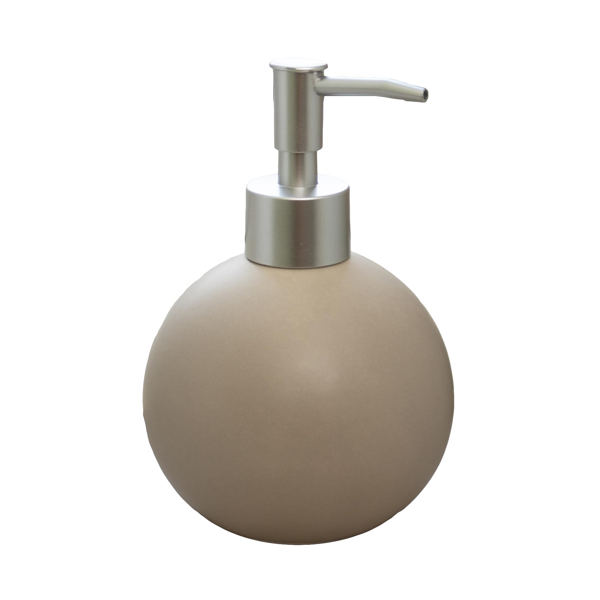 Darthome Brown Round Ball Soap Dispenser 300Ml Stoneware Pastel Bathroom Kitchen Sink Accessory (1, )