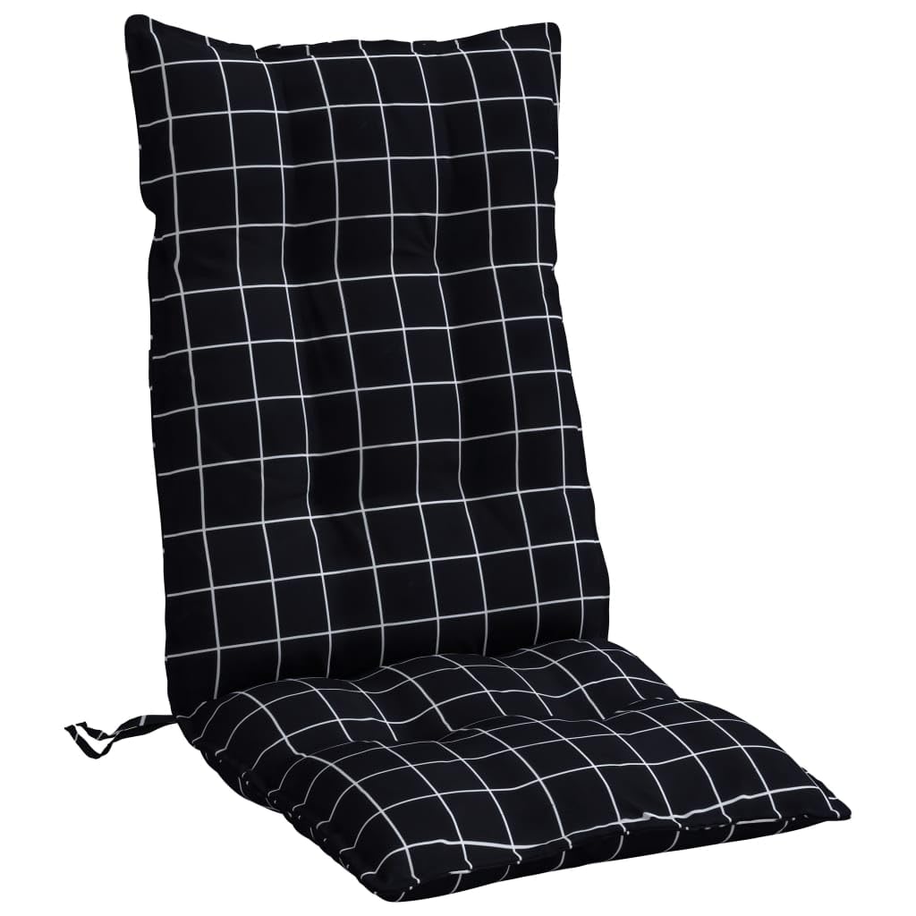 Poduszki na wysokie oparcie 4 sztuki, czarna tkanina Oxford | 120 x 50 x 7 cm, wypełnienie z pustych włókien PP, antypoślizgowe z elastycznymi paskami, do biura patio