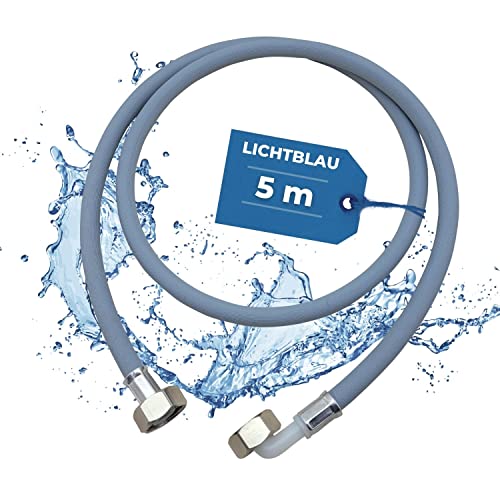 Lichtblau Zulaufschlauch Waschmaschine Geschirrspüler 2984 Größe 5 m I Wasserschlauch mit Metallgewinde I 3/4 Zoll Winkel/Gerade inkl...