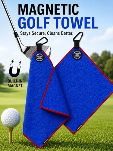 Frevontica Magnetic Golf Towel 16"x16" Waffle Microfiber with Magnet & Clip - image 2