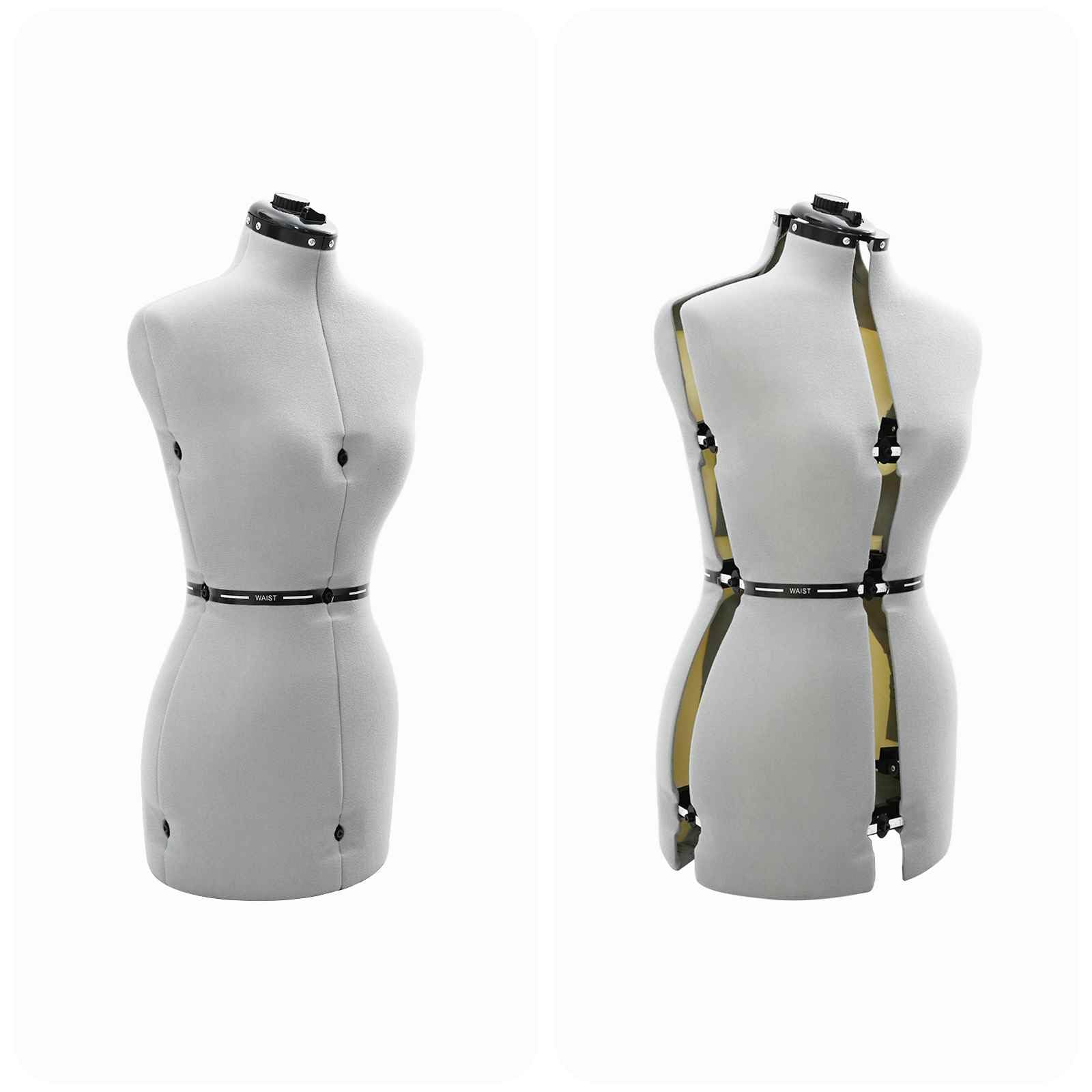 Maniquí de costura para mujer ajustable, busto de costura talla S, torso de terciopelo con soporte, altura ajustable 95-160 cm, alfiletero para diseño de moda