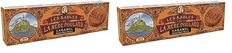 La Mère Poulard, galletas tipo sablés de mantequilla y caramelo, delgadas y crujientes - Caja de 125g (Paquete de 2)