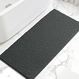 SUBRTEX Bathroom Rugs, 24' x 60' Chenille Bath Rug Soft Short Plush Bath Mat Soft Shower Mat Water Absorbent Shower Mat Quick Dry Machine Washable, Gray