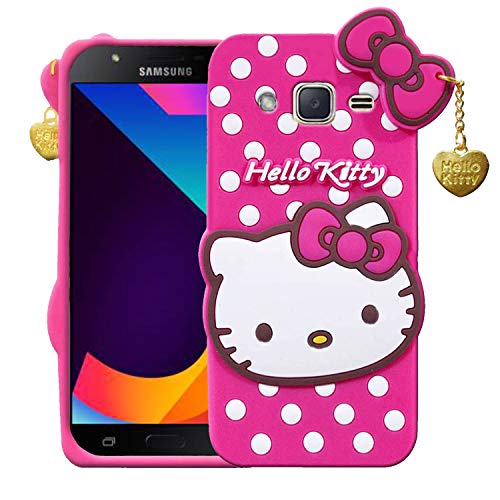 Image of Unirock Hello Kitty Back Case Cover for Samsung Galaxy J7 Nxt| 3D Cute Hello Kitty Case |Soft Silicone Rubber Back Cover with Pendant Kitty Cover for Samsung Galaxy J7 Nxt (Pink)