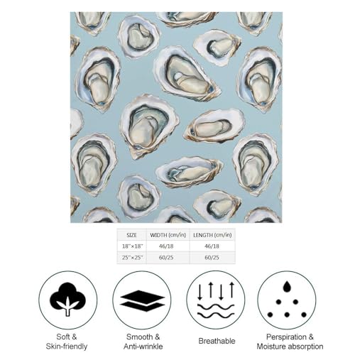Oysters Food Womens Hair Bandanas Silk Kerchief Square Scarf Lightweight Satin Scarf Ornament 18"x18"2
