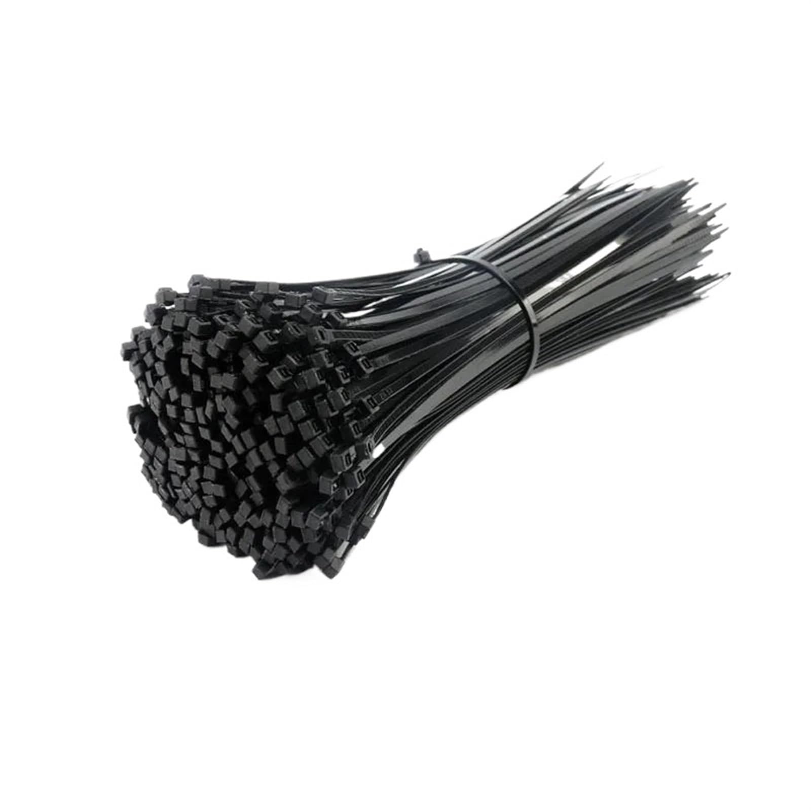 L6nqiag 4X150mm Nylon Cable Ties Self-Locking Plastic Nylon Tie 100 Pcs Black Cable Fastening Ring Zip Wraps Strap Set(4X150mm)