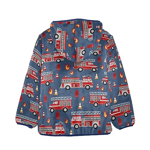 Image of Aflyko Boys Fleece Coat Blue Zip-Up Hoodie Girls Outerwear Kids Hooded Jacket