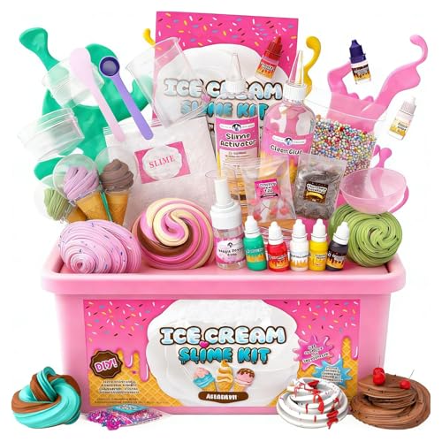 Beauenty Ice Cream Slime Set soft and fragrant can be used to make butter puree and ice cream. It is a stress relieving toy and an excellent gift creative choice for kids aged 6-12 (style1)