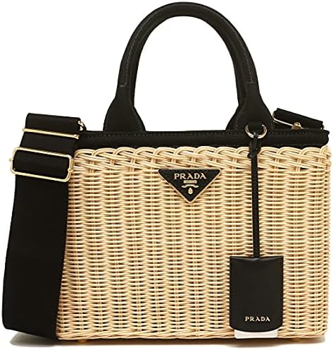 Amazon プラダ ハンドバッグ ショルダーバッグ カナパ ウィッカー カゴバッグ レディース Prada 1bg5 2e28 Woy Midollino Canapa 1 Naturale Nero F0i55 ブラック 並行輸入品 Prada プラダ トートバッグ