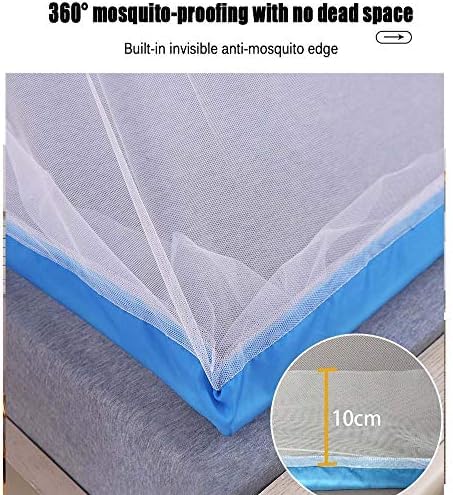 Zanzariera, Baldacchino per Letto, Zanzariera Crittografata Senza Fondo Pieghevole da Viaggio Portatile, Tenda da Campeggio per Zanzare Pieghevole A Doppia Porta,Blu,135 Cm*190 Cm,outstanding78